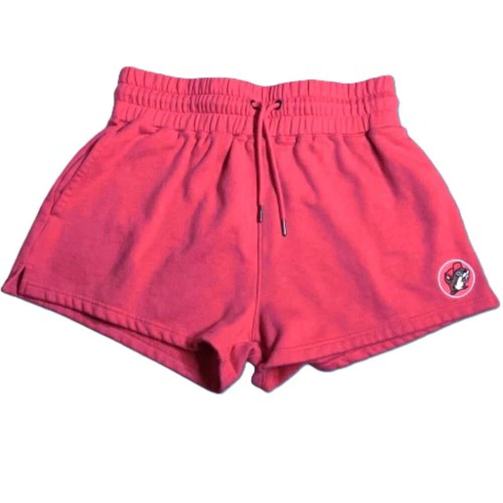 Buc-ee’s Red Fleece Shorts Women’s Size L Elastic Waist Drawstring Logo